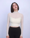 性感假兩件雲感網紗Bra Top