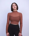 性感假兩件雲感網紗Bra Top