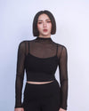 性感假兩件雲感網紗Bra Top