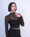 性感假兩件雲感網紗Bra Top