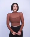 性感假兩件雲感網紗Bra Top