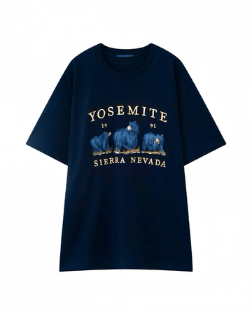 重磅刺繡小熊寬鬆棉Tee