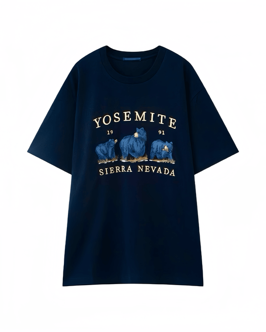 重磅刺繡小熊寬鬆棉Tee